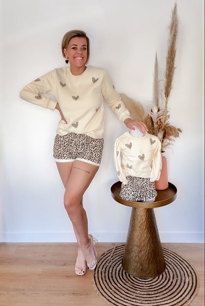 Mini Me Sweatshirt met luipaardhart
