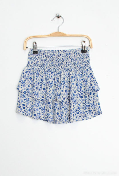 Mini me Rok/short met bloemenprint blauw